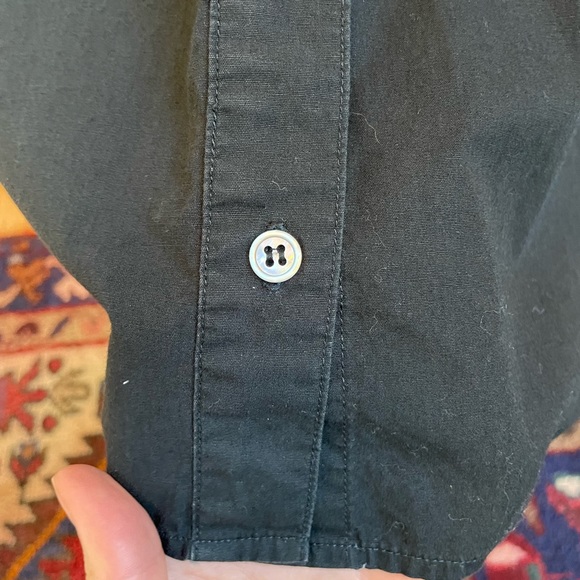 ACNE collarless button down top, black with cotton stretch sleeve. Size XS/S - Picture 5 of 6